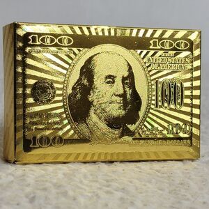 Ben Franklin $100 Bill Gold Foil 24 Carat Complete Deck Certified Playing Cards